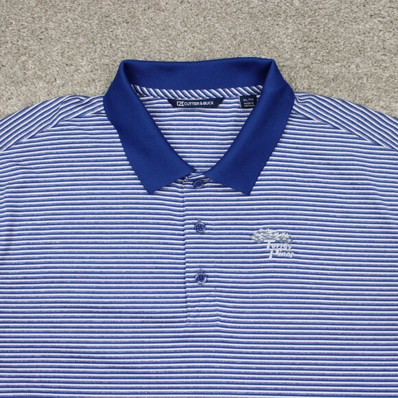 Cutter & Buck Polo Shirt Mens XL Blue/White Stretch S/S Golf Torrey Pines Logo - Picture 5 of 14